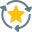 Favorite media transfer with star and loop arrows logotype icon