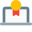 Online gaming on laptop award trophy with single ribbon icon