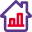 Sales figure in a bar chart format of a house icon