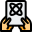 Holding atomic, structure files by both hands isolated on a white background icon