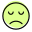 Pictorial representation of sad face emoticon layout icon