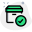 Quality check with tick mark on a cargo delivery box icon