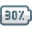 Thirty percent phone battery charging level layout icon