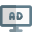 Ads on computer system displayed on monitor icon