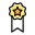 Flower star emblem with single ribon layout icon