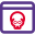 Online error with skull with destruction face icon
