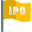Flagship ipo of company waving in stock market icon