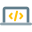Web and application programming on a laptop system icon