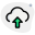 File uploading on a cloud network server with up arrow icon
