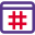 Hashtag widely used and on a web browser icon