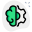 Setting up an application with brain logotype isolated on a white background icon