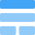 Double top side horizontal bars with split screen icon