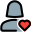 Favorite female user profile picture with heart logotype icon