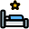 Single star bed of hotel with minimalistic service icon