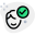 Verified face scan with checkmark logotype layout icon