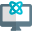 Desktop with atom designing isolated on a white background icon
