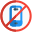 No cell phone allowed in a specific store line icon