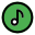 Music application with musical note in a circle icon