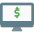 Internet banking and online purchase on desktop computer icon