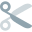 Cut command in shape of scissor for computing icon
