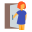 женщина, закрывающая дверь icon