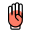 Four fingers up gesture isolated on a white background icon