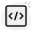 Software programming language with brackets and slash logotype icon