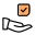 Share election result, hand with tick-mark isolated on a white background icon