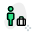 Man with a luggage bag traveling internationally for business purpose icon