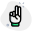 Two fingers up gesture isolated on a white background icon