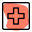 Family care hospital with plus logotype layout icon