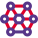 Atom structure with lattice holding each other icon