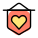 Heart shape on a flag representing peace and love icon