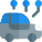 Connected car with multiple network system isolated on a white background icon