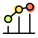 Dotted line chart with x y plot scattered icon