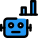 Robot with statics bar graph isolated on a white background icon