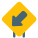 Down left exit lane on road signal in a signboard icon