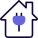 外部接続された家、電源プラグ付き、上部、白い背景に分離された家、固体タル リビボ icon