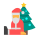 Papai Noel senta-se sob a árvore de Natal icon