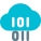 Binary programming on a cloud server network isolated on a white background icon