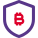 Bitcoin protection shield logo isolated on a white background icon