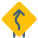 Overtaking lane with arrow on signboard layout icon