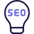 Seo ideas and innovation with lighting bulb isolated on a white background icon