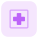 Family care hospital with plus logotype layout icon