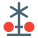 Rail road sign with light signaling operation icon