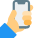 Wide notch on mobile phone in hands icon