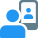 Business official call with client over a cell phone icon