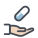 Hand mit einer Pille icon