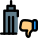Thumbs down gesture on a office Tower building icon