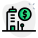 Commercial building with a dollar sign isolated on a white background icon